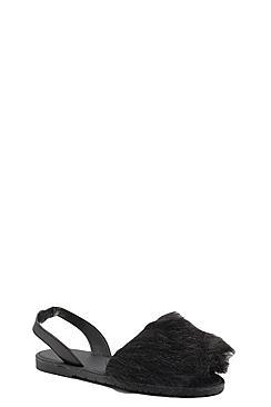Boohoo Kayla Faux Fur Peeptoe Sling Back Sandals