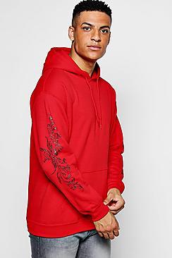 Boohoo Oriental Printed Over The Head Hoodie
