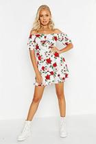 Boohoo Off The Shoulder Twist Front Skater Dress