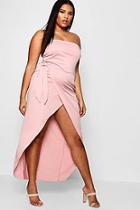 Boohoo Plus Lola Tie Side Wrap Bandeau Maxi Dress