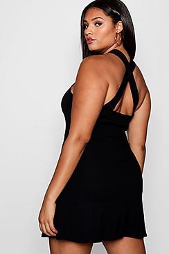 Boohoo Plus Ivy Cross Back Skater Dress
