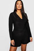 Boohoo Plus Slinky Cowl Front Playsuit