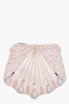 Boohoo Ivy Boutique Shell Beaded Clutch Blush