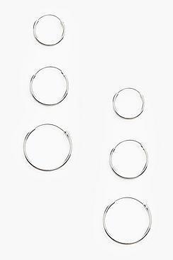 Boohoo Sterling Silver Triple Hoop Earring Pack