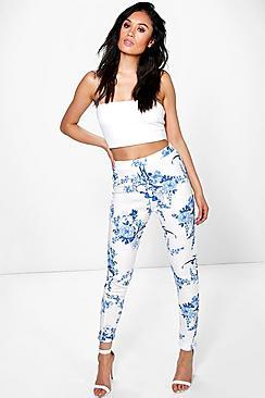 Boohoo Paola Porcelain Blue Skinny Crepe Trousers