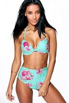 Boohoo Fiji Floral Print Underwired Highwaist Bikini Set