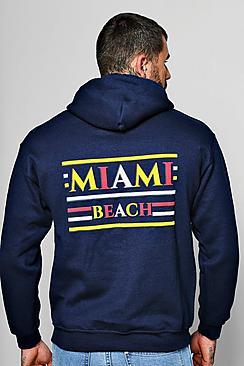 Boohoo Miami Beach Front And Back Print Hoodie