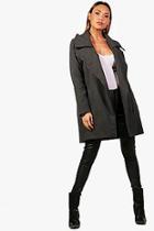 Boohoo Zip Detail Wool Look Coat