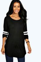 Boohoo Katie Long Sleeve Base Ball Tunic Black