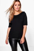 Boohoo Plus Fifi Ribbed Strappy Top Black
