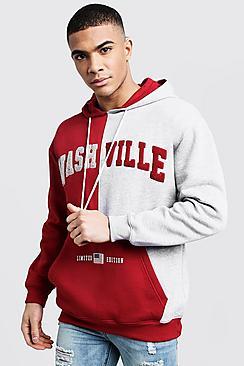 Boohoo Nashville Spliced Colour Block Hoodie