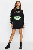 Boohoo Online Printed Balloon Sleeve Sweat Dress