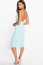 Boohoo Ellis Scoop Back Midi Dress Sage