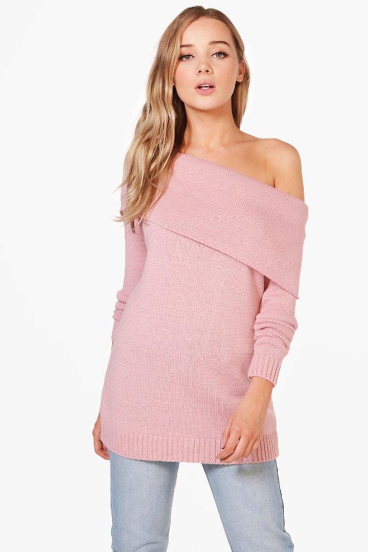 Boohoo Hannah Asymmetric Bardot Tunic Rose