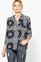 Boohoo Codie Printed Viscose Shirt