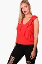 Boohoo Plus Felicity Ruffle Wrap Top