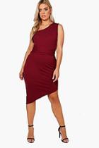 Boohoo Plus Hana One Shoulder Asymmetric Bodycon Dress