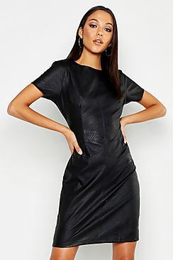 Boohoo Tall Faux Leather Shift Dress