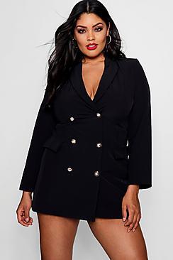 Boohoo Plus Catriona Button Blazer Dress