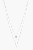Boohoo Ella Simple Chevron Layered Skinny Necklace Silver