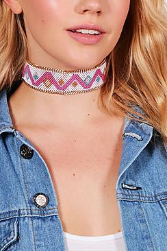 Boohoo Lily Wide Chain Edge Aztec Choker