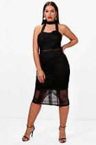 Boohoo Plus Lace Choker Midi Dress