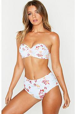 Boohoo Pastel Floral Underwired High Waisted Bikini