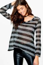 Boohoo Emily Metallic Stripe Jumper Multi