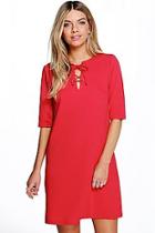 Boohoo Loly Lace Up Front Shift Dress