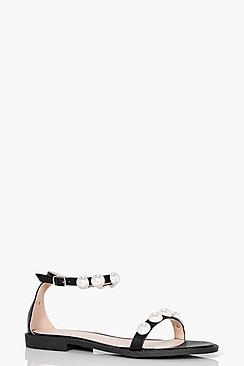 Boohoo Ella Pearl Detail Two Part Sandal