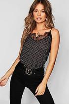 Boohoo Spot Lace Trim Strappy Cami