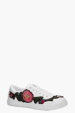 Boohoo Alice Embroidered Lace Up Trainer