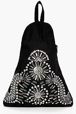 Boohoo Macie Stud Embellished Triangular Rucksack