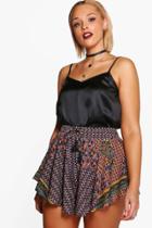Boohoo Plus Louise Printed Tassle Trim Short Multi
