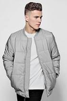 Boohoo Grey Quilted Jacket With Bomber Neck