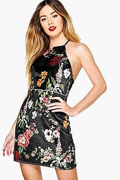 Boohoo Petite Jules High Neck Strap Bodycon Dress