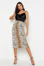 Boohoo Tall Tiger Print Slinky Midi Skirt