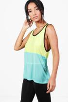 Boohoo Karlie Fit Mesh Contrast Running Tank Top Mint