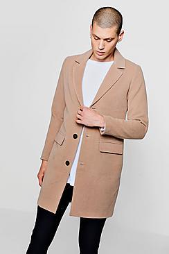 Boohoo Single Breasted Wool Mix Overcoat