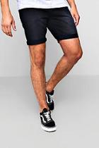 Boohoo Slim Fit Denim Short In Washed Black