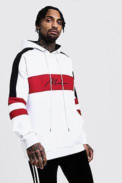 Boohoo Drop Shoulder Colour Block Man Hoodie
