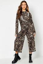 Boohoo Animal Print Brushed Knit 3 Piece Culotte Co-ord