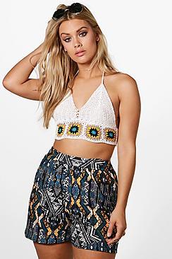 Boohoo Plus Charlotte Aztec Flippy Shorts