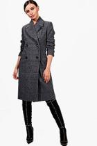 Boohoo Petite Amy Collared Double Breasted Check Coat