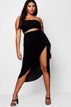 Boohoo Plus Kirsty Tie Side Asymmetric Maxi Skirt