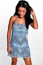 Boohoo Rosie Mosaic Tassel Beach Dress