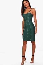 Boohoo Tia Studded Panel Bandage Midi Dress