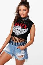 Boohoo Maya Distressed Band Print Crop Multi