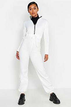Boohoo Zip Up Elastic Waist Jogger Jumpsuit