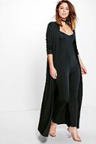 Boohoo Ava Slinky Unitard And Texture Duster Co-ord